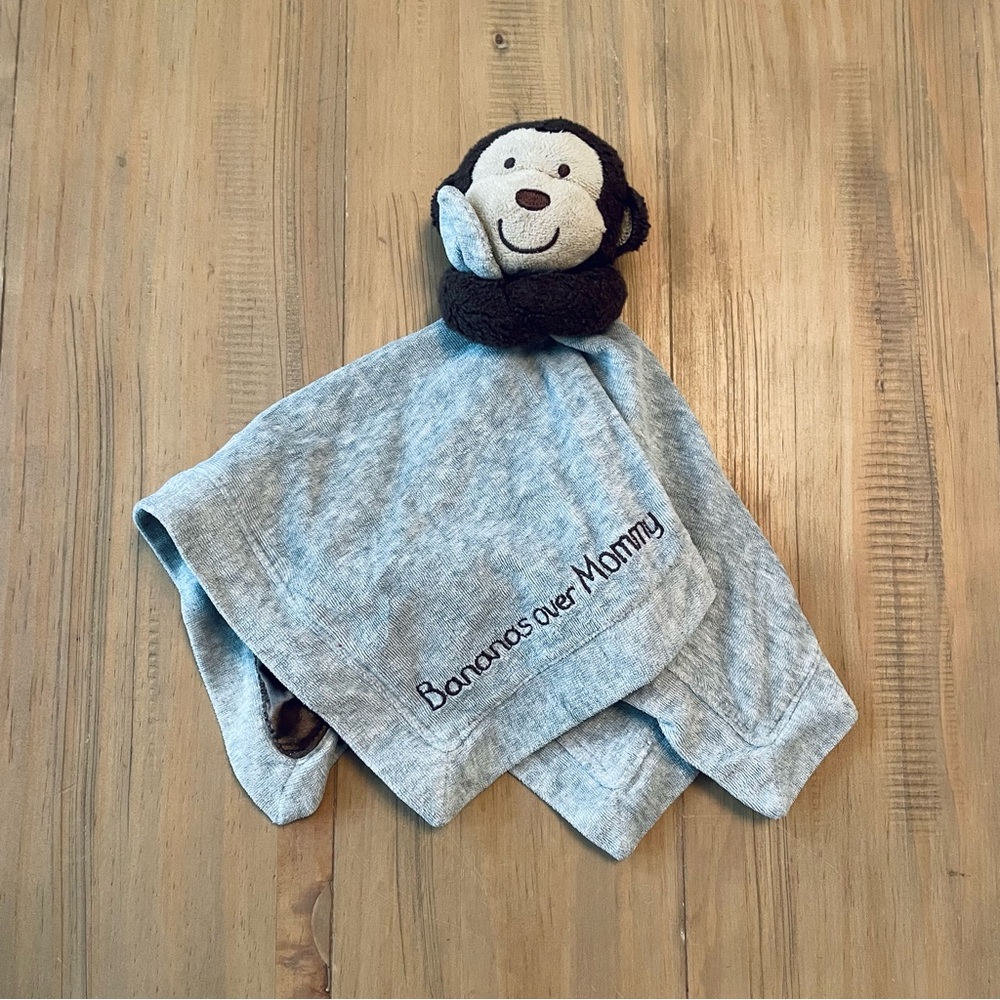Carter’s Baby Lovey Rattle Bananas Over Mommy Monkey Gray Brown Safari